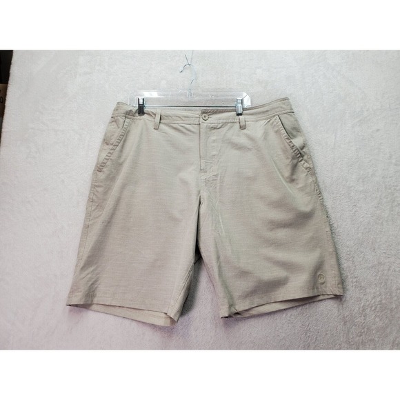 Hang Ten Board Shorts‎ Mens Size 40 Tan Polyester Slash Pockets Logo Medium Wash - Picture 3 of 10